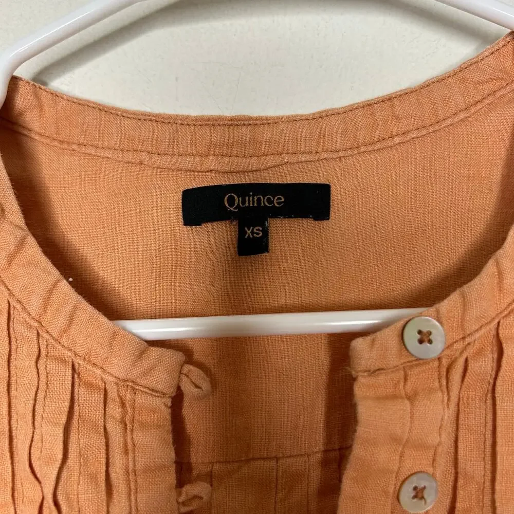 Quince 100% European Linen Sleeveless Swing Dress Terracota Orange - Picture 4 of 6